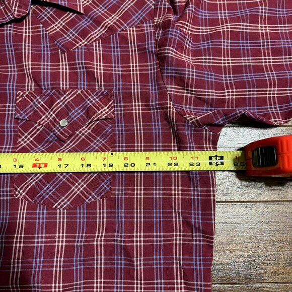 Plains Western Wear Red Mens Pearl Snap Button Down Short Sleeve Shirt Size L - Picture 9 of 10